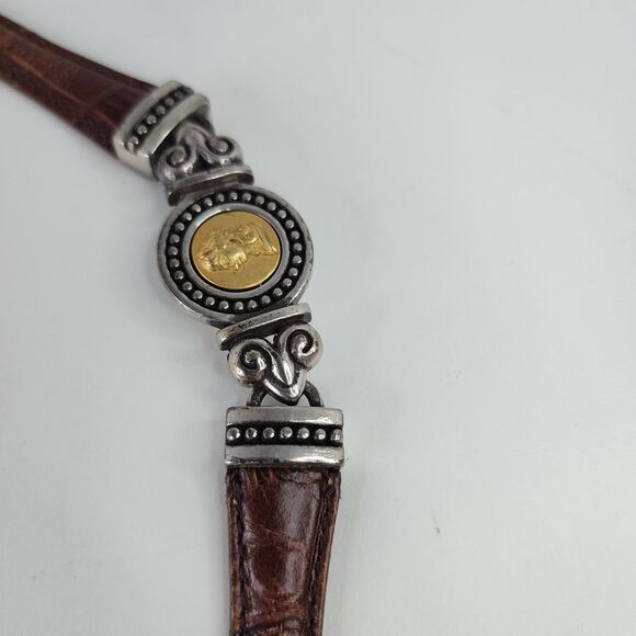Brighton Vintage Leather Belt 20707 Gold Silver Cameo Accents Size Small USA main image 8